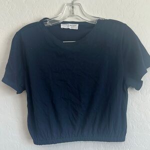 You can always come crash at my place crop womens top medium navy‎ blue stretch